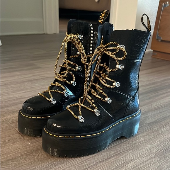 Dr. Martens Shoes - Dr. Martens Black Leather Combat Boots with Platform Sole